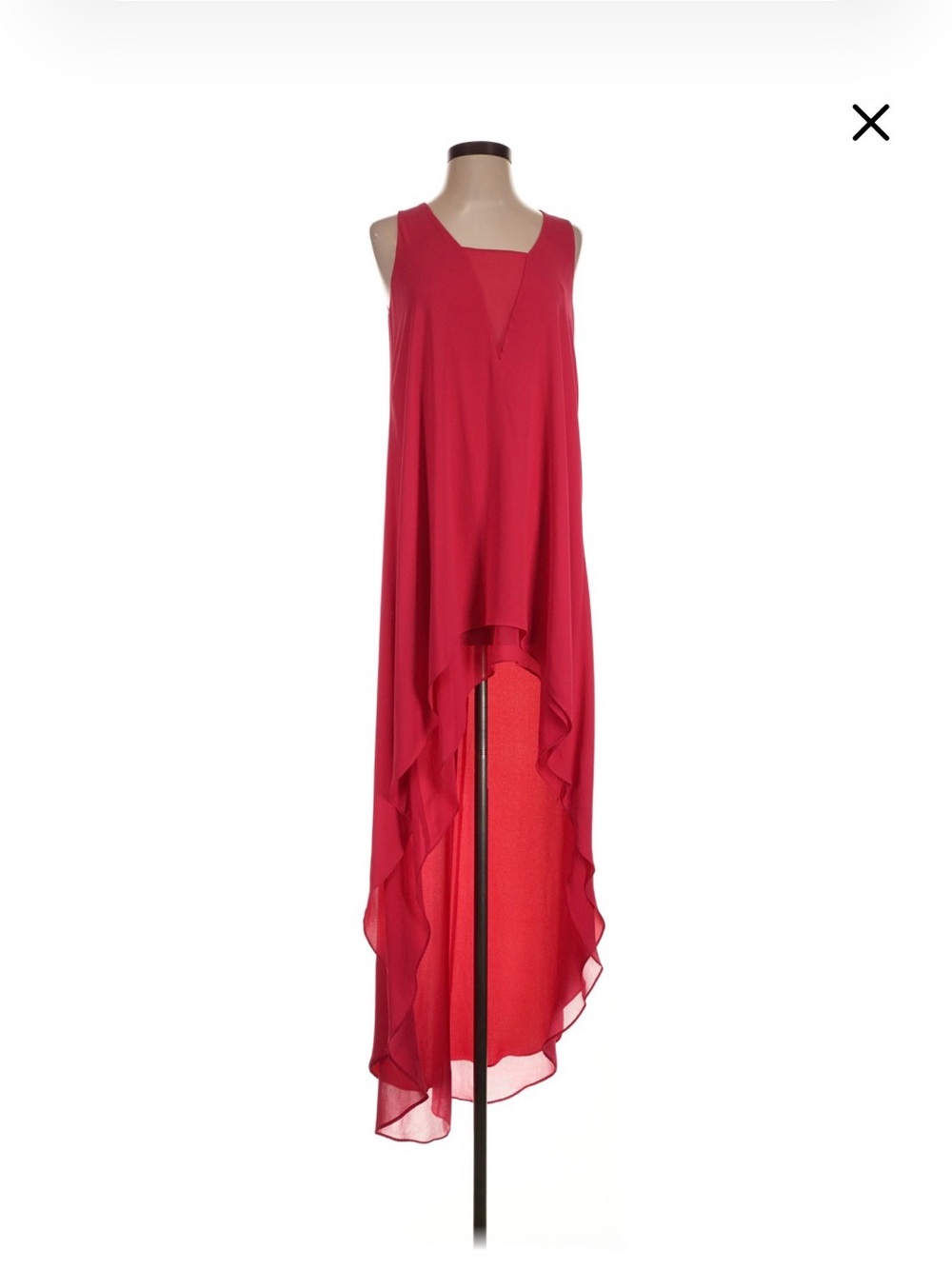 BCBGMaxAzria Red Sleeveless High-Low Cascade Dress
